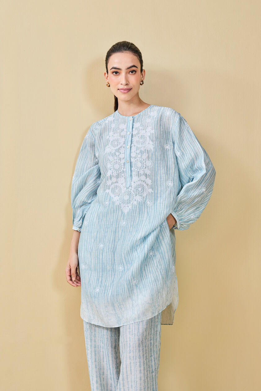 From The Mountain Hand-embroidered Chikankari Co-ord - Indigo, Indigo, image 5