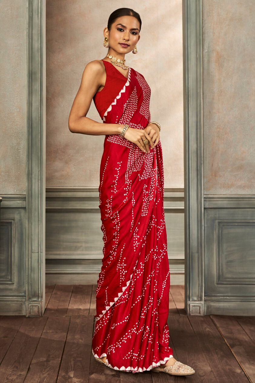 3 - Deetya Bandhani Saree &ndash; Red, image 3