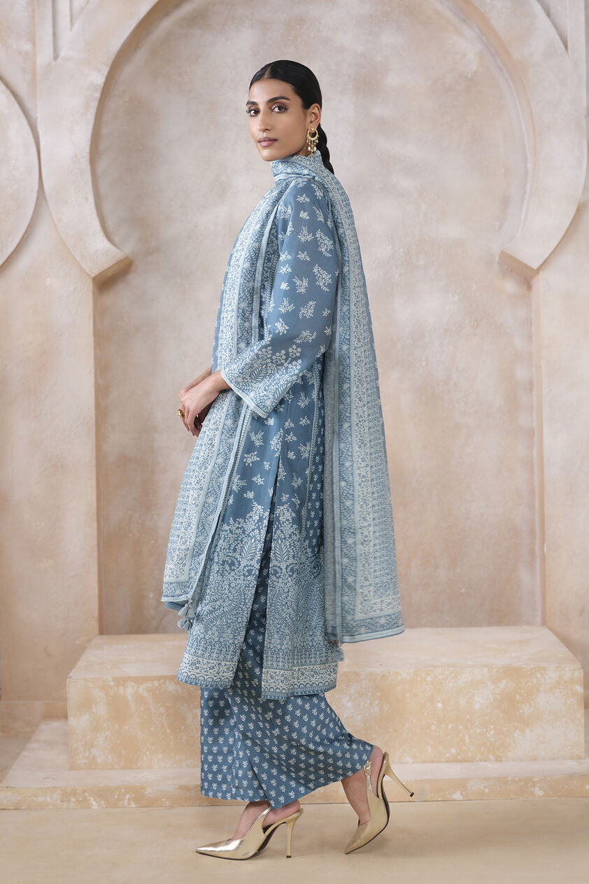 Miral Silk Suit Set - Blue, Blue, image 2