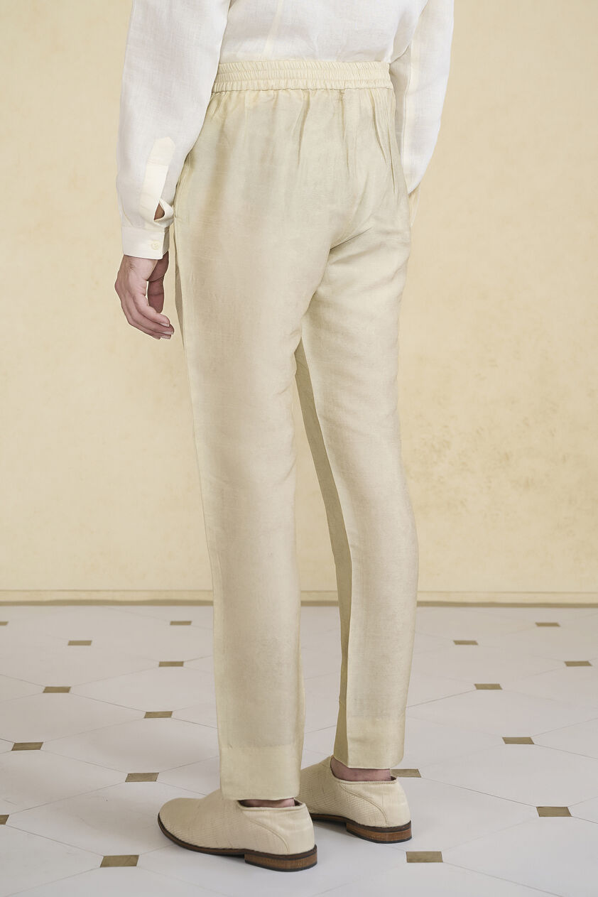Beige Silk Trousers, Beige, image 2