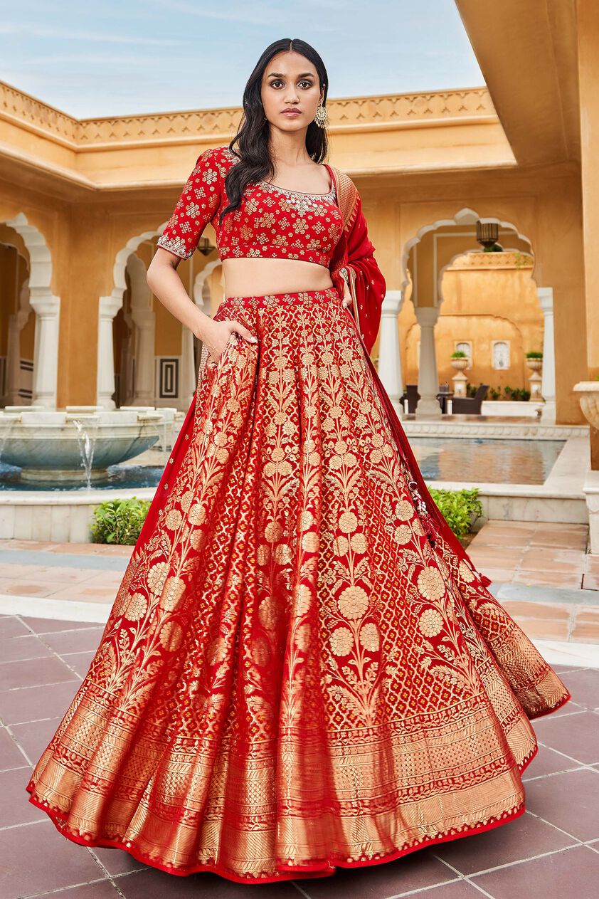 Valimai Lehenga Set - Red, Red, image 1