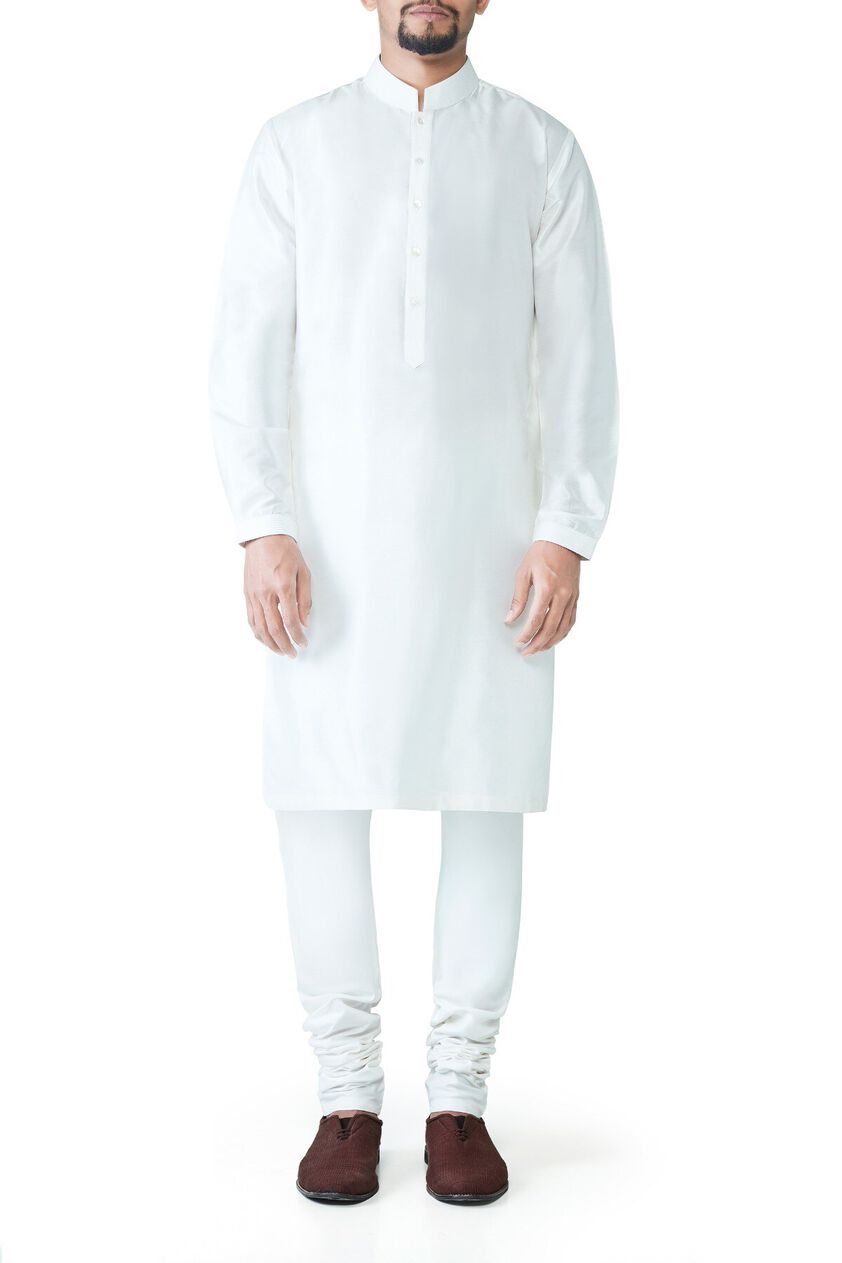 Off White Silk Churidar, Off White, image 1