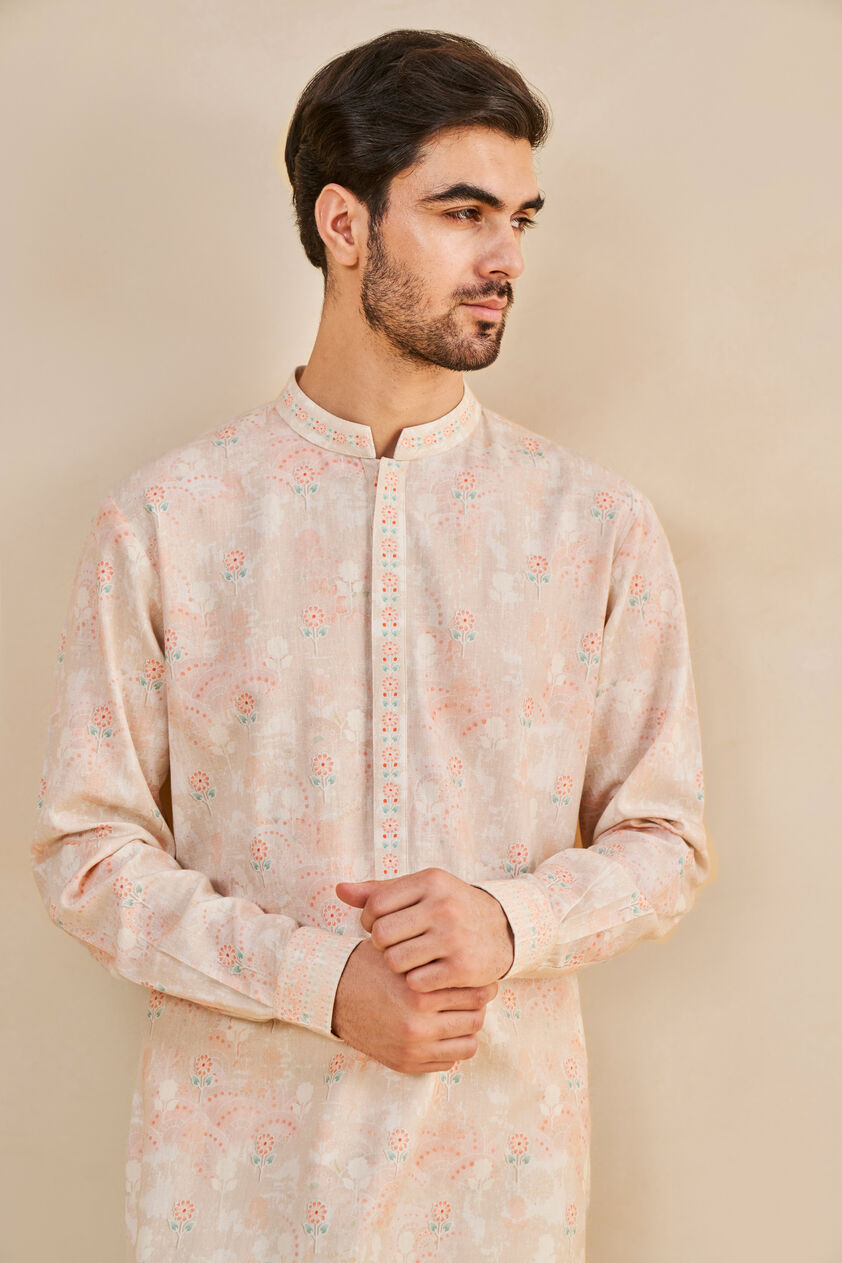 Zafran Kurta - Peach, Peach, image 4