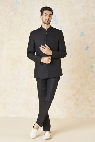 Safee Silk Bandhgala - Black, Black, image 1