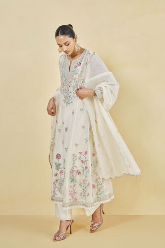 A Floral Garden Embroidered Mul Suit Set - Natural, Natural, image 2