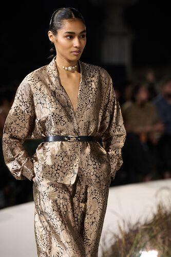 Divolka Handwoven Benarasi Silk Jacket Set - Gold, Gold, image 3