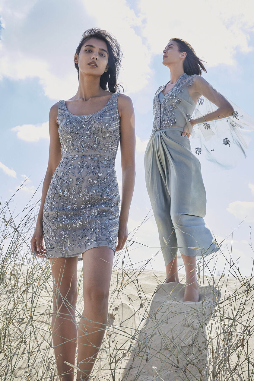 Shaden Embroidered Cord Dress - Grey, Grey, image 2