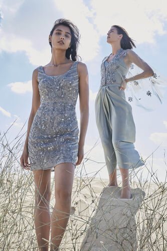 Shaden Embroidered Cord Dress - Grey, Grey, image 2