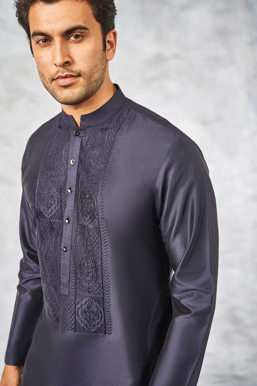 4 - Maanik Kurta – Navy Blue, image 4