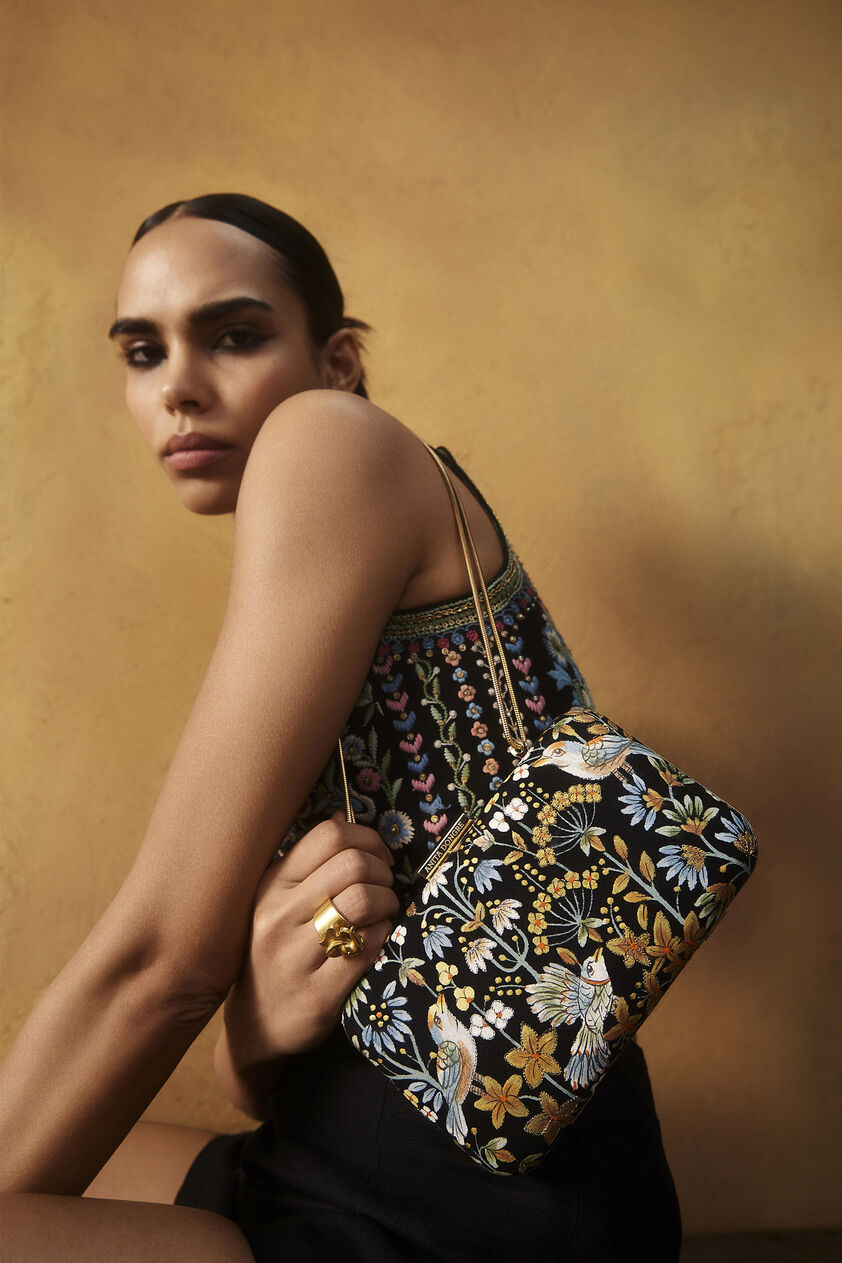 Pichhwai Clutch - Nightingale Black, Black, image 2