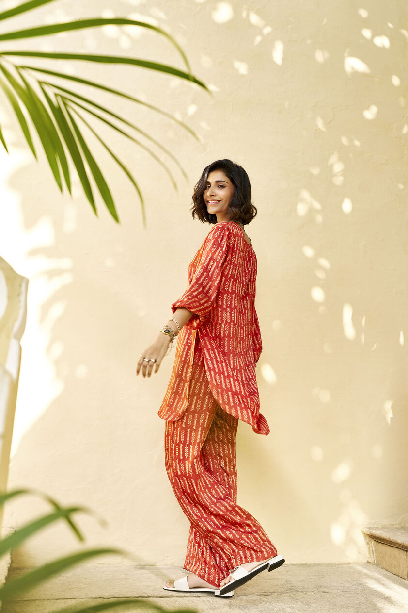 Siesta Hand-block Printed Coord - Rust, Rust, image 2