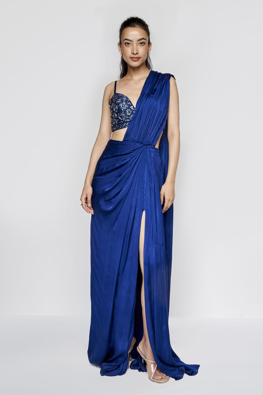 Fluerette Saree Set - Blue, Blue, image 3