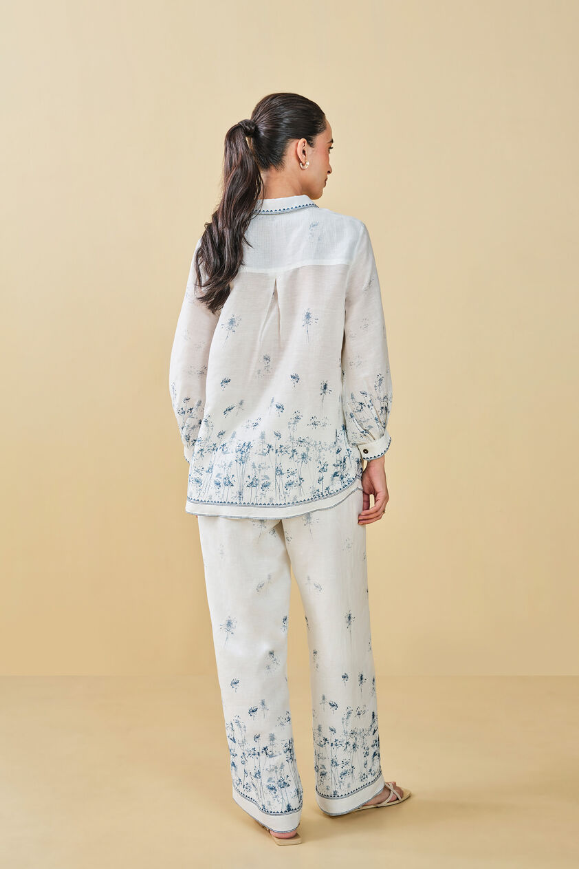Dandelion Dream Printed Linen Shirt Co-ord - White, White, image 3