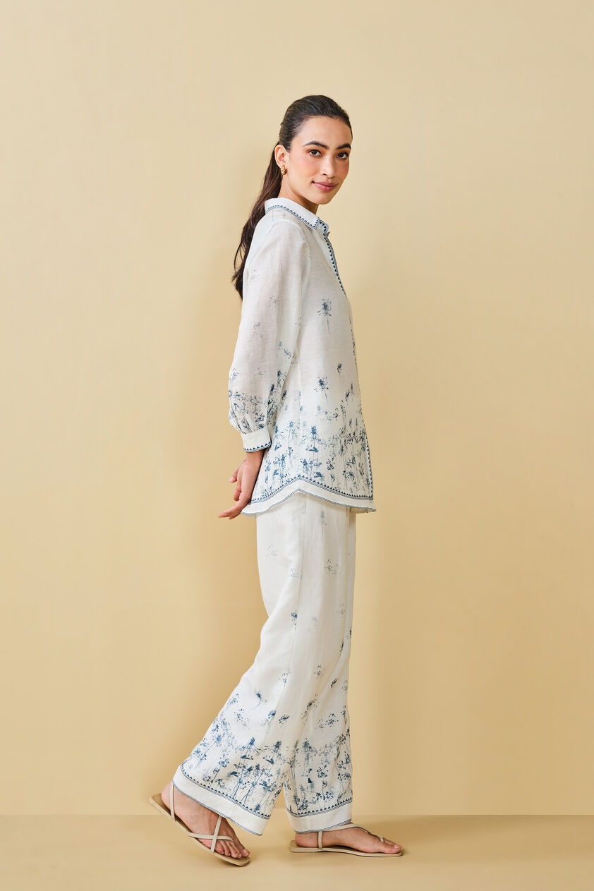 Dandelion Dream Printed Linen Shirt Co-ord - White, White, image 2