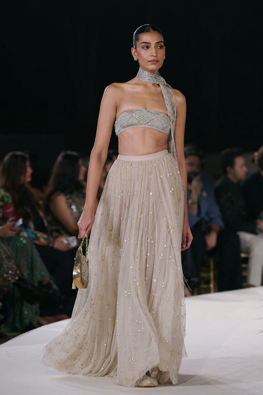 Elmyra Embroidered Macrame Skirt Set - Gold, Gold, image 1