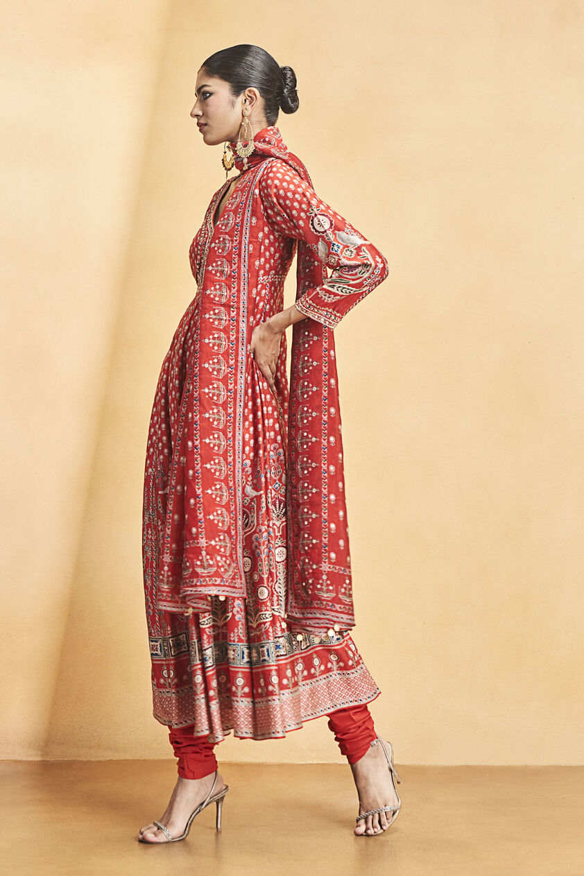 Naima Anarkali Set - Red, Red, image 4