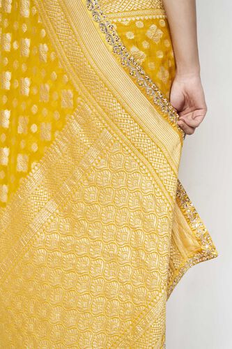 Chrisoula Benarasi Silk Gota Patti Saree - Yellow, Yellow, image 5