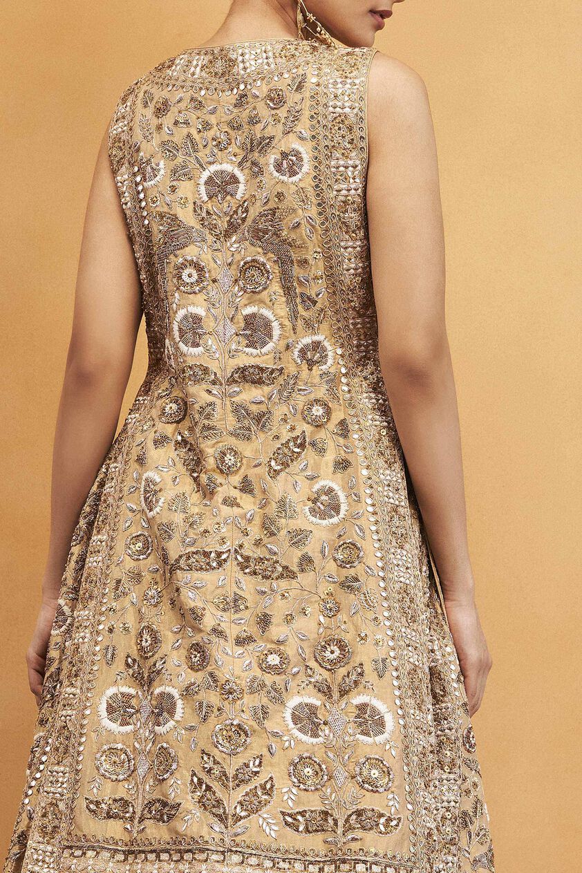 Serenade Of The Woods Gota Patti & Zardozi Silk Lehenga - Gold, Gold, image 4