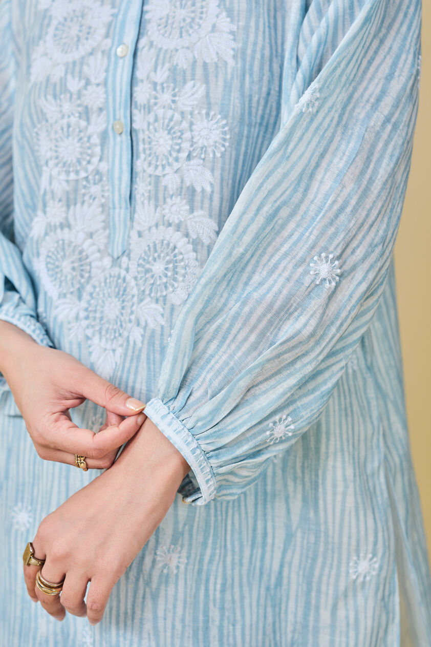 From The Mountain Hand-embroidered Chikankari Co-ord - Indigo, Indigo, image 8