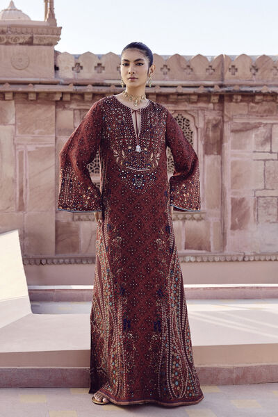 Amalaka Silk Kaftan - Deep Red