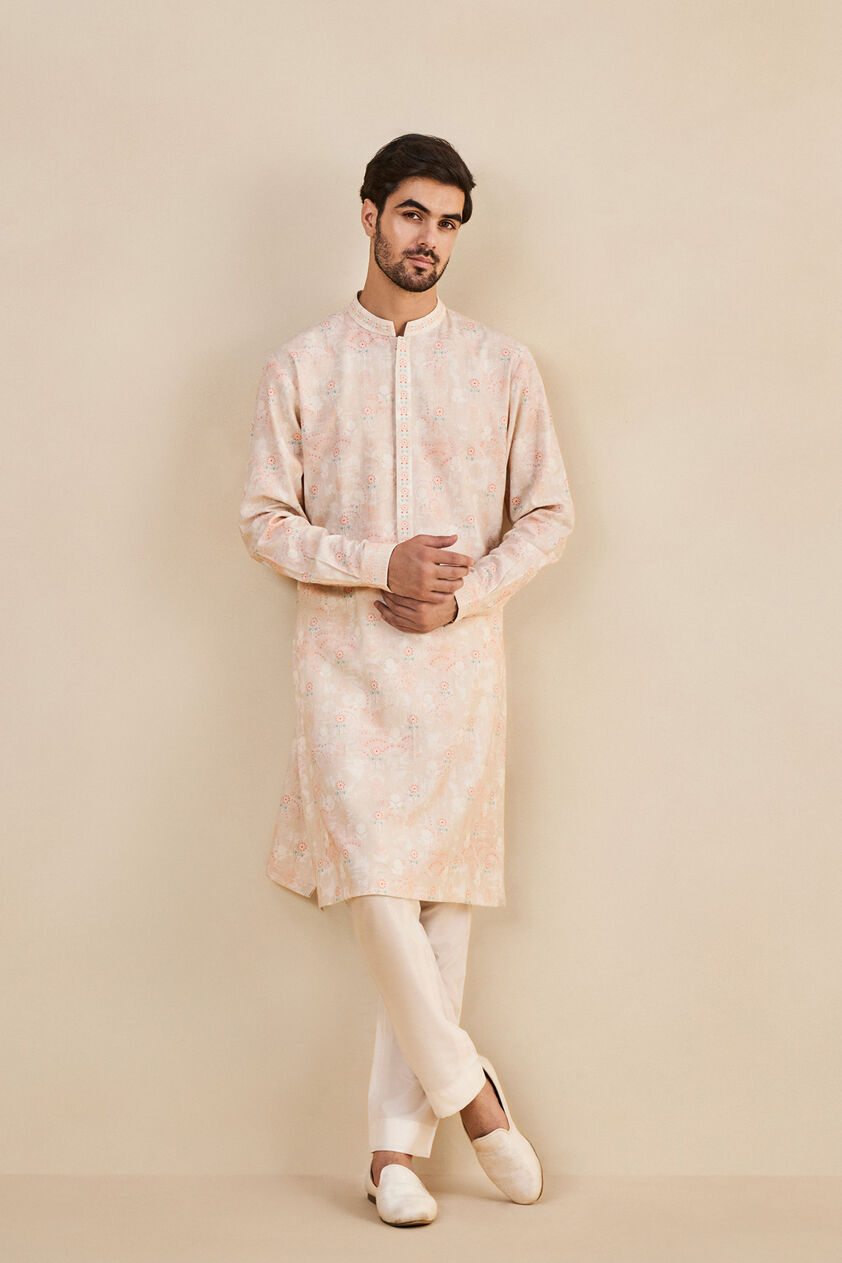 Zafran Kurta - Peach, Peach, image 1