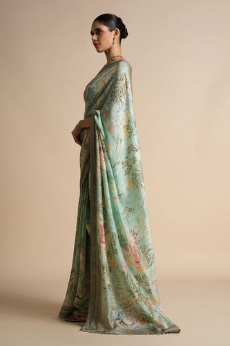 Romney Printed Saree - Sage, Sage, image 2