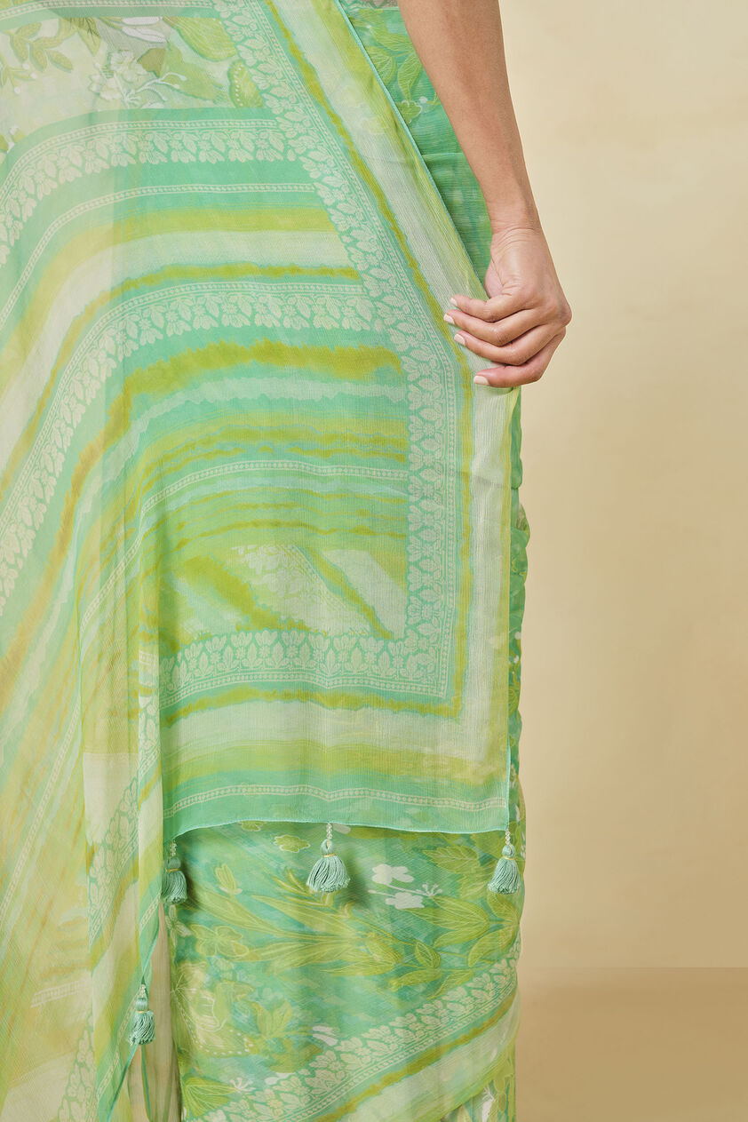 Oreka Chiffon Saree - Lime, Lime, image 6