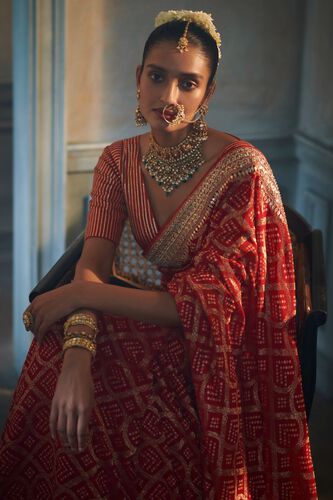2 - Ganika Saree Set - Red, image 2