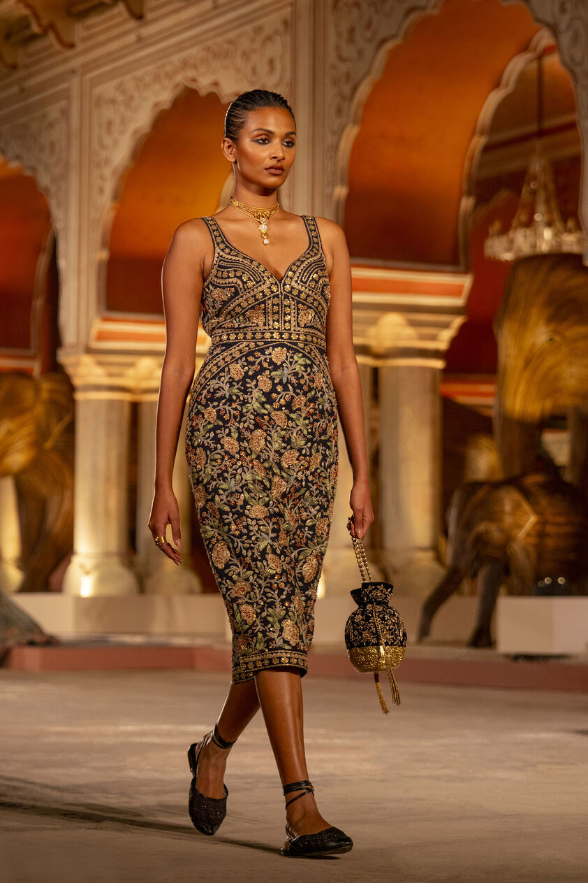 Wildforest Silk Zari Dress - Blue, Blue, image 7