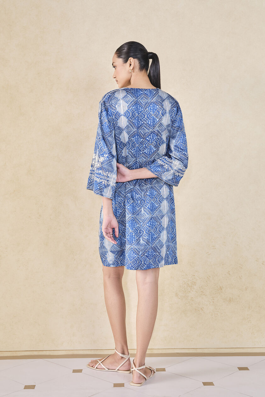 Landscape Handcrafted Dabu Dress - Blue, Blue, image 2