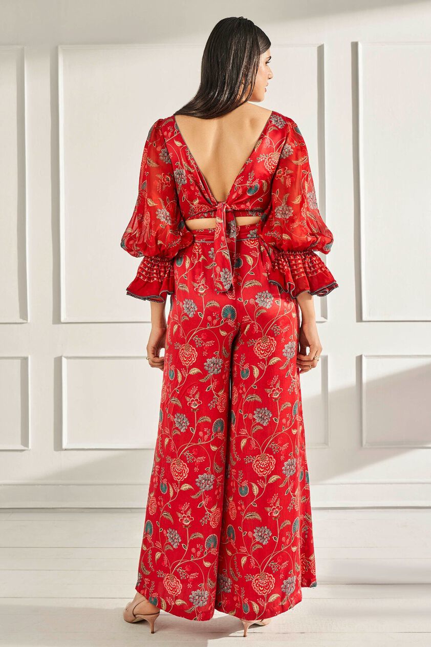 3 - Showstopper - Red Crop Top and Trousers Set, image 3