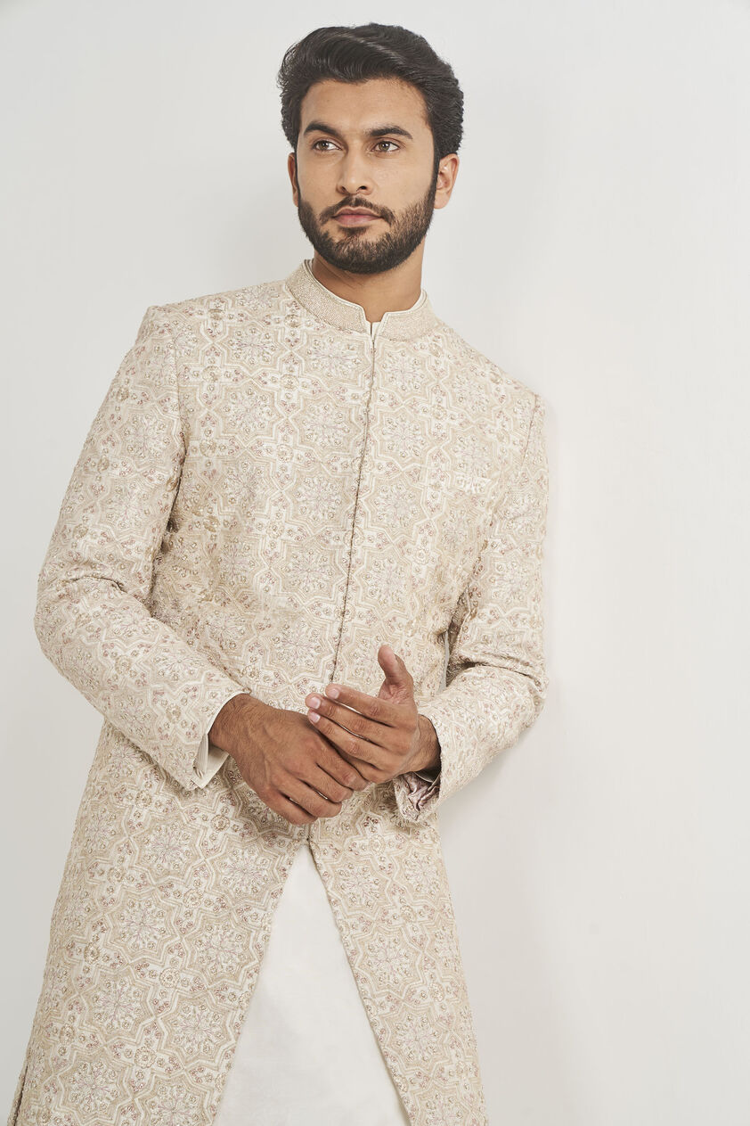 Dheer Sherwani - Off White, Cream, image 5