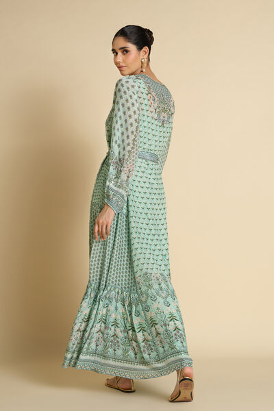 Azhaki Printed Kaftan - Aqua