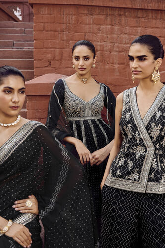 Zimad Embroidered Silk Pant Set - Black, Black, image 8