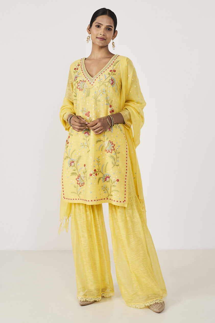 Nirup Gharara Set- Yellow, Yellow, image 1