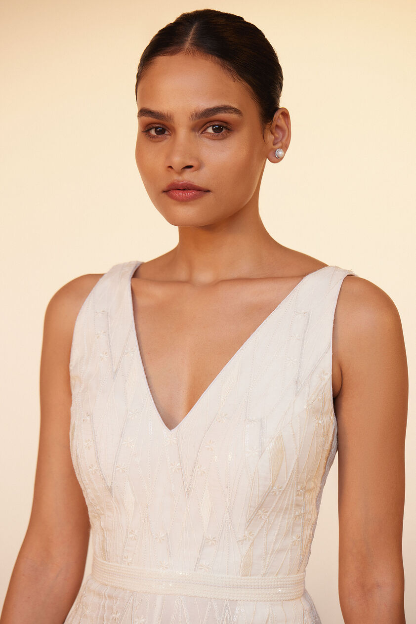 Fayruz Embroidered Jumpsuit - Ivory, Ivory, image 4