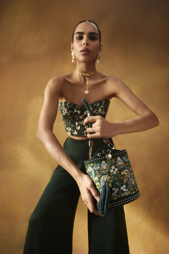 Pichhwai Bucket Bag - Starling Green, Green, image 2