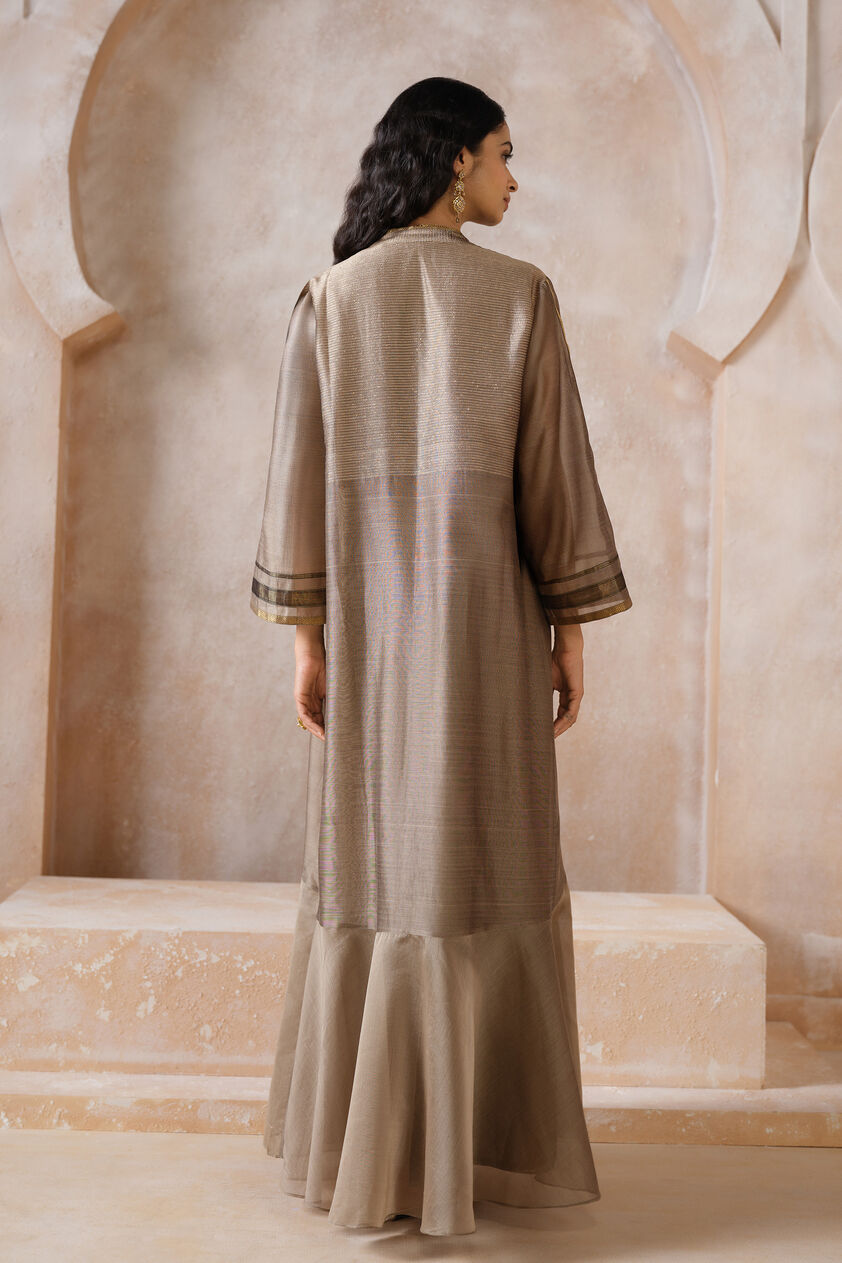 Glyn Handwoven Maheshwari Jacket Set - Khaki, Khaki, image 2