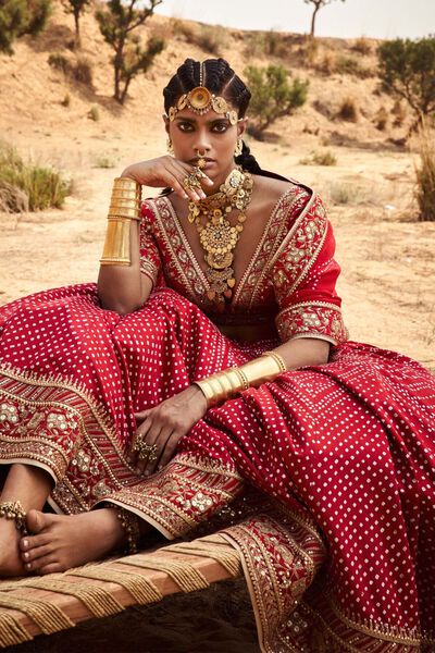 Bhuvi Bandhani Lehenga Set - Red