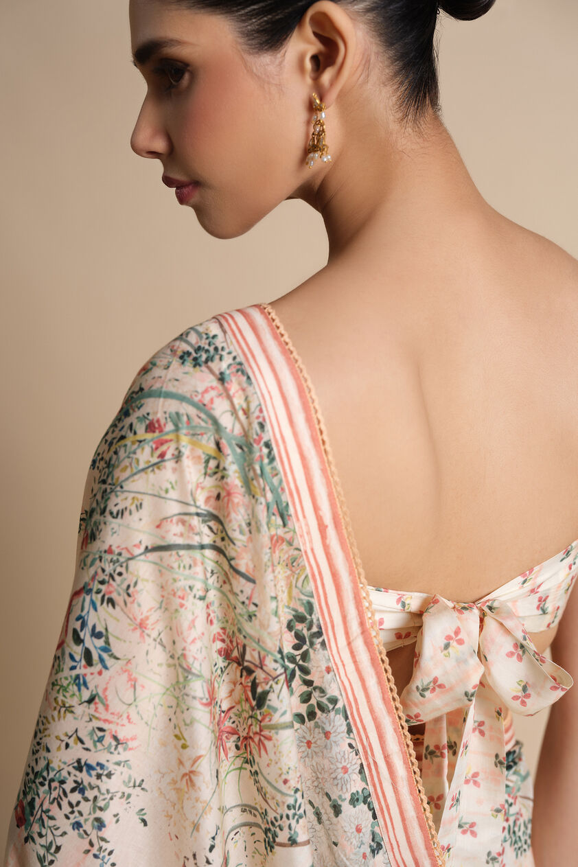 Komakal Printed Silk Saree - Ivory, Ivory, image 6