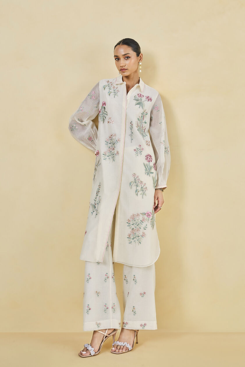 Rhapsody Embroidered Lyocell Coord - Ivory, Ivory, image 1