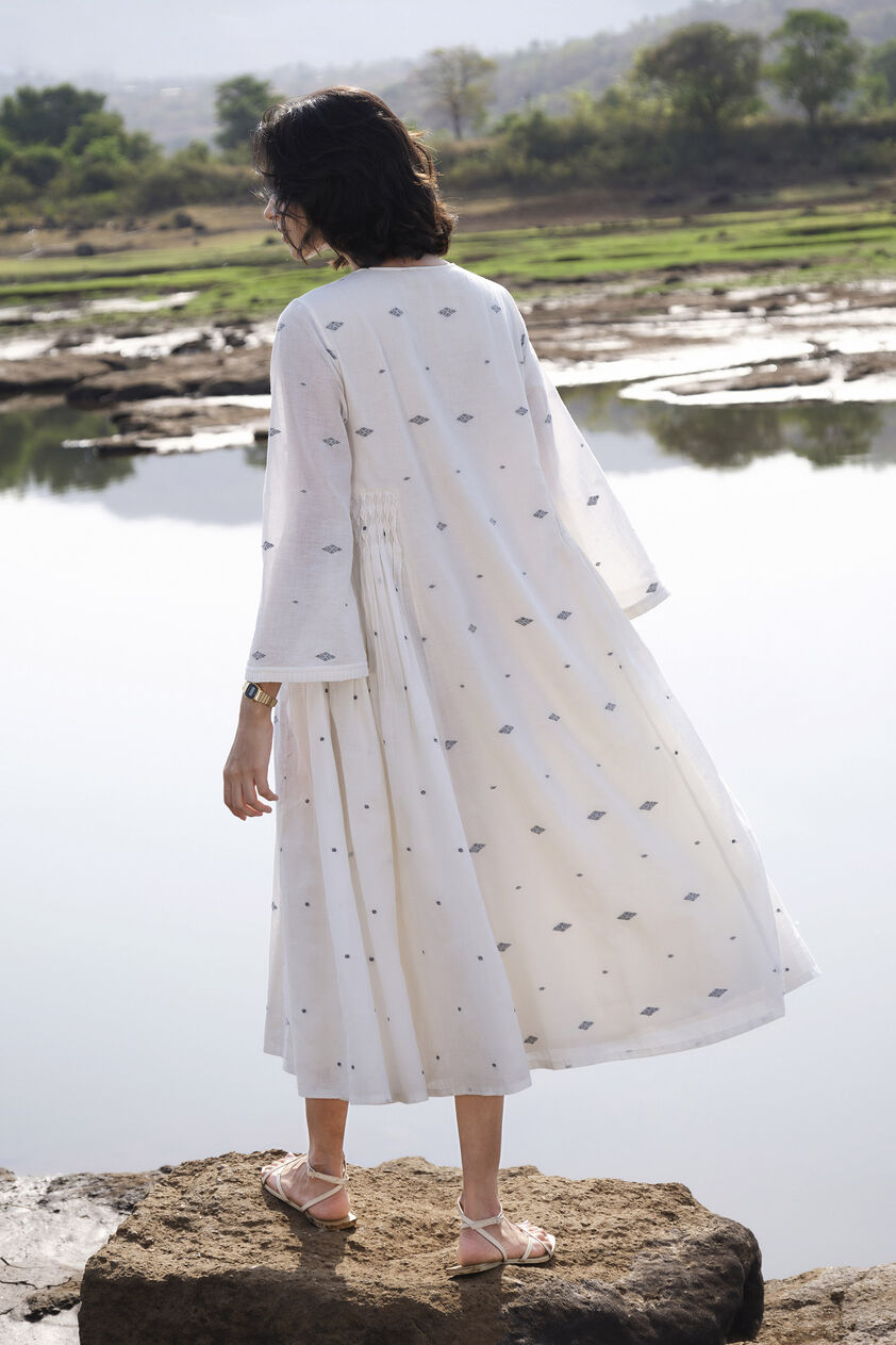 Highland Handwoven Jamdani Dress - Ivory, Ivory, image 2