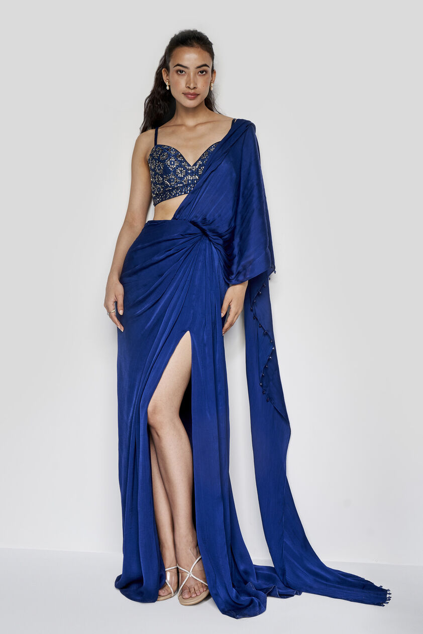 Fluerette Saree Set - Blue, Blue, image 1