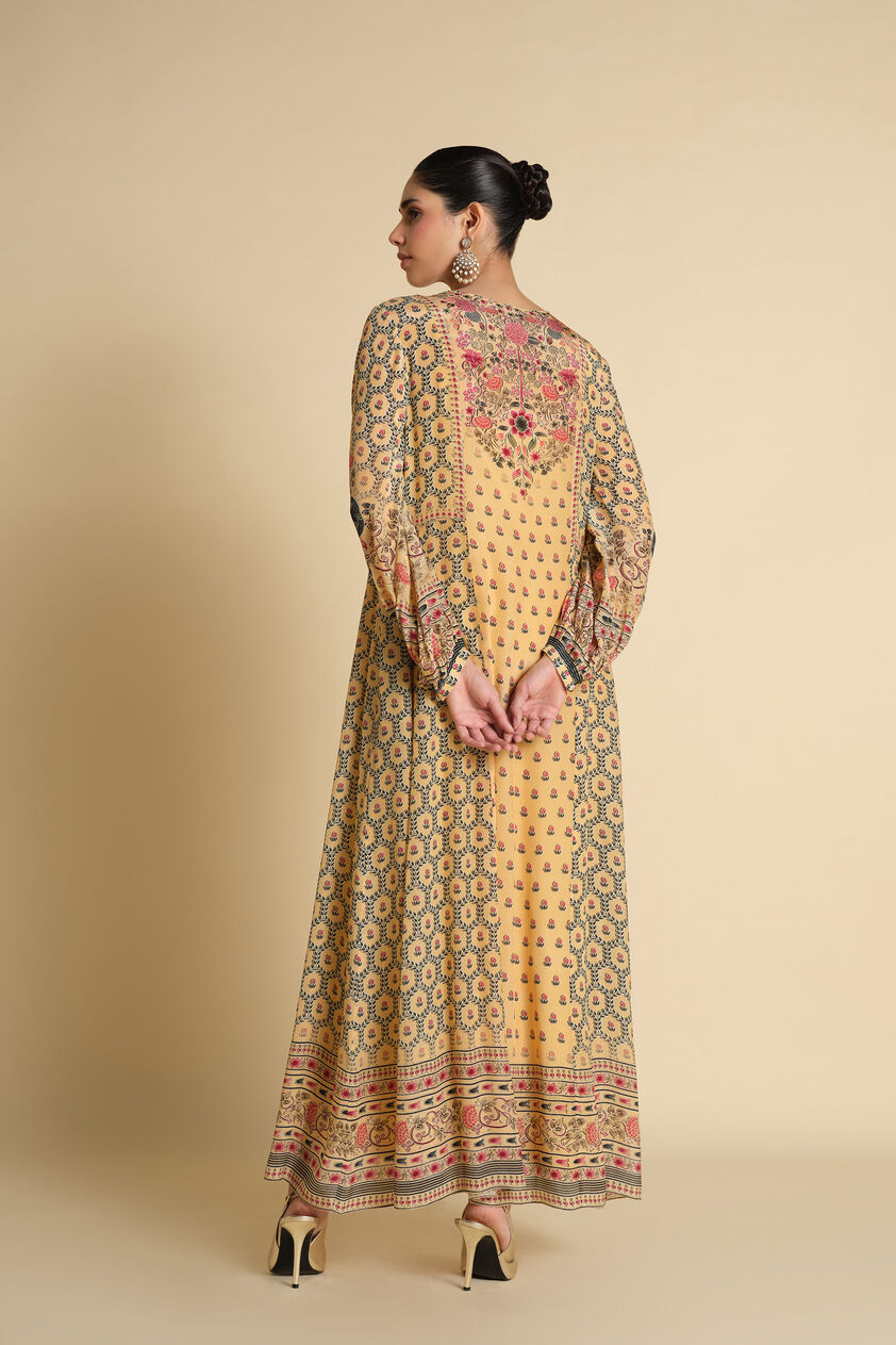 Demoiselle Printed Kaftan - Yellow, Yellow, image 2