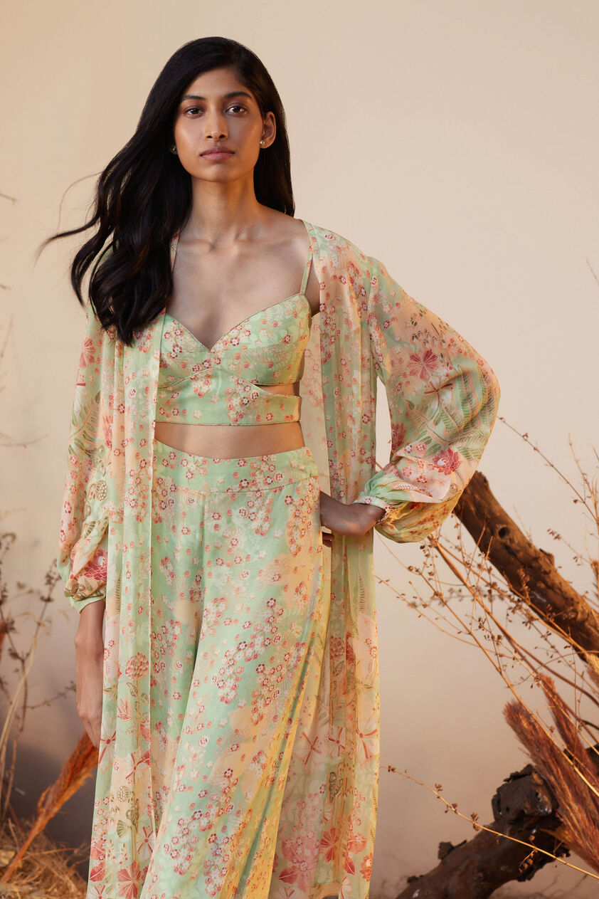 Cerise Crop Top Pant Set - Sage, Sage, image 4