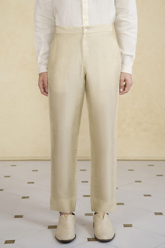 Beige Silk Trousers, Beige, image 1