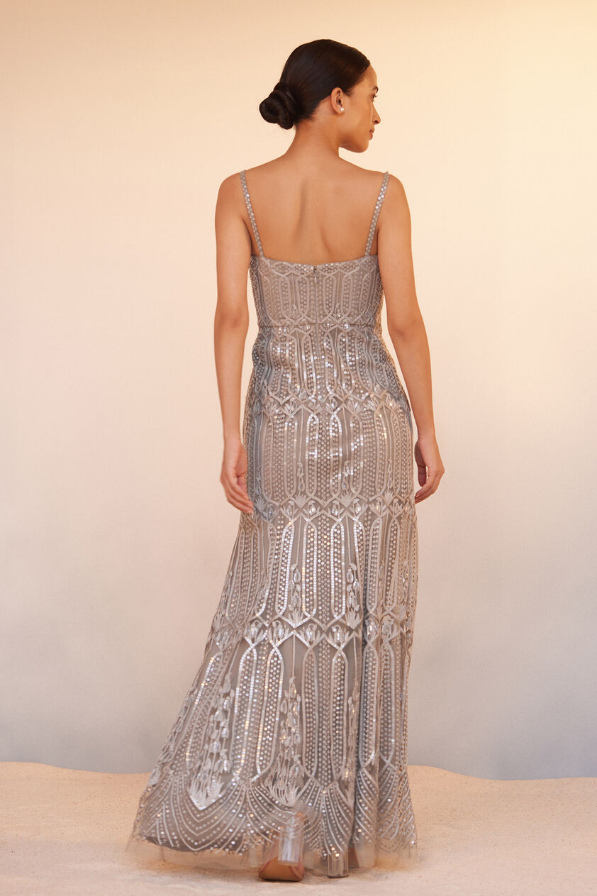Amena Embroidered Gown - Grey, Grey, image 3