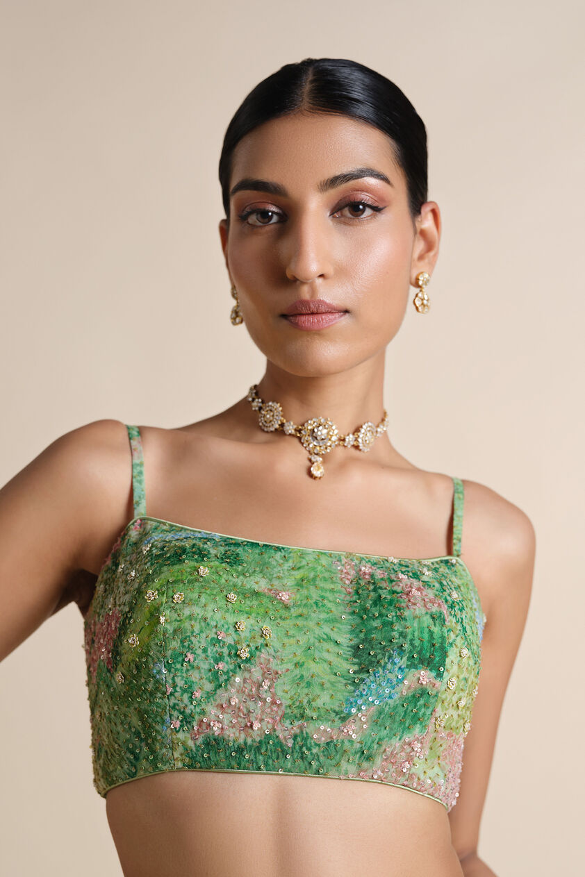 The Liveforest Embroidered Choli - Green, Green, image 1