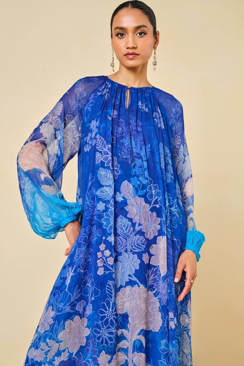 Out Of The Blue Chiffon Kurta Set - Indigo, Indigo, image 5