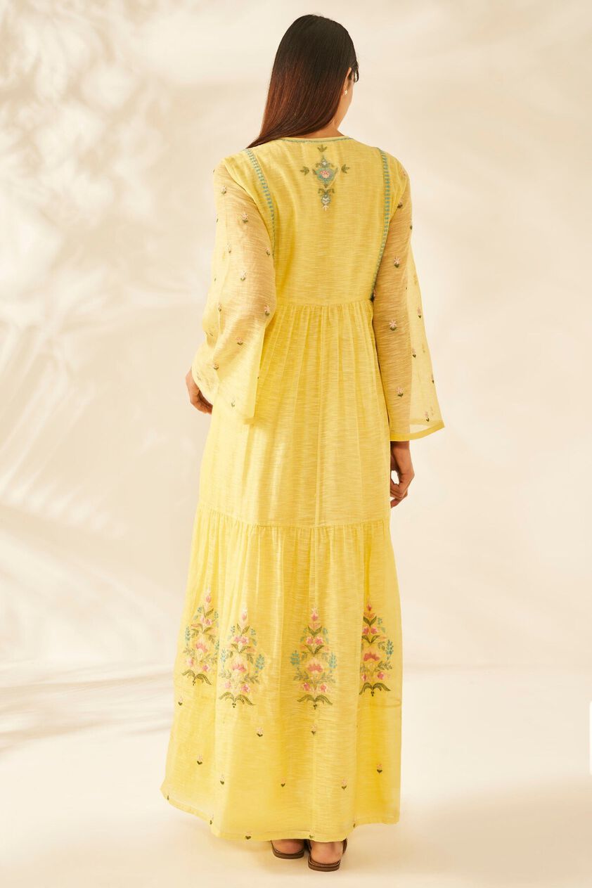 3 - Hand-Embroidered Summer Dress​​-Yellow, image 3